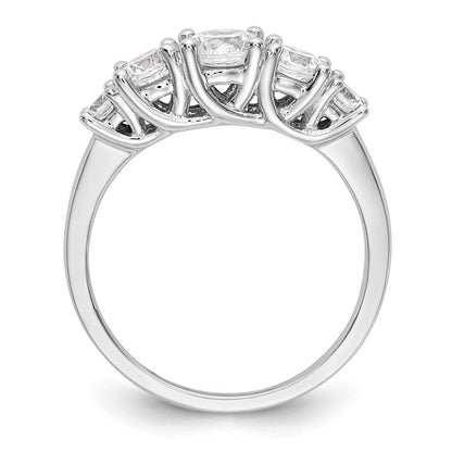 14K Weißgold Verlobungsring mit 5 simulierten Diamanten