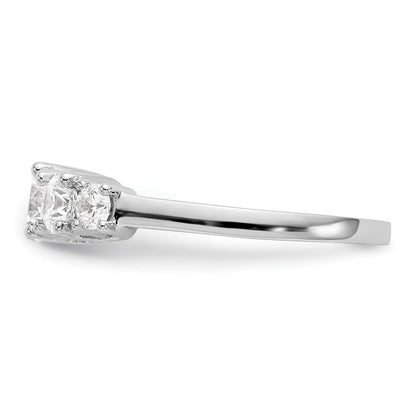 14K Weißgold Verlobungsring mit 5 simulierten Diamanten