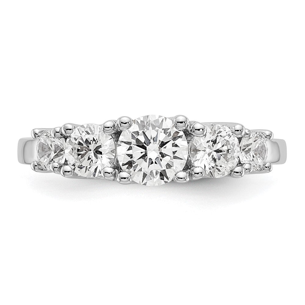14K Weißgold Verlobungsring mit 5 simulierten Diamanten