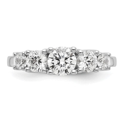 14K Weißgold Verlobungsring mit 5 simulierten Diamanten