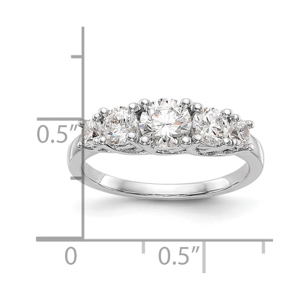 14K Weißgold Verlobungsring mit 5 simulierten Diamanten