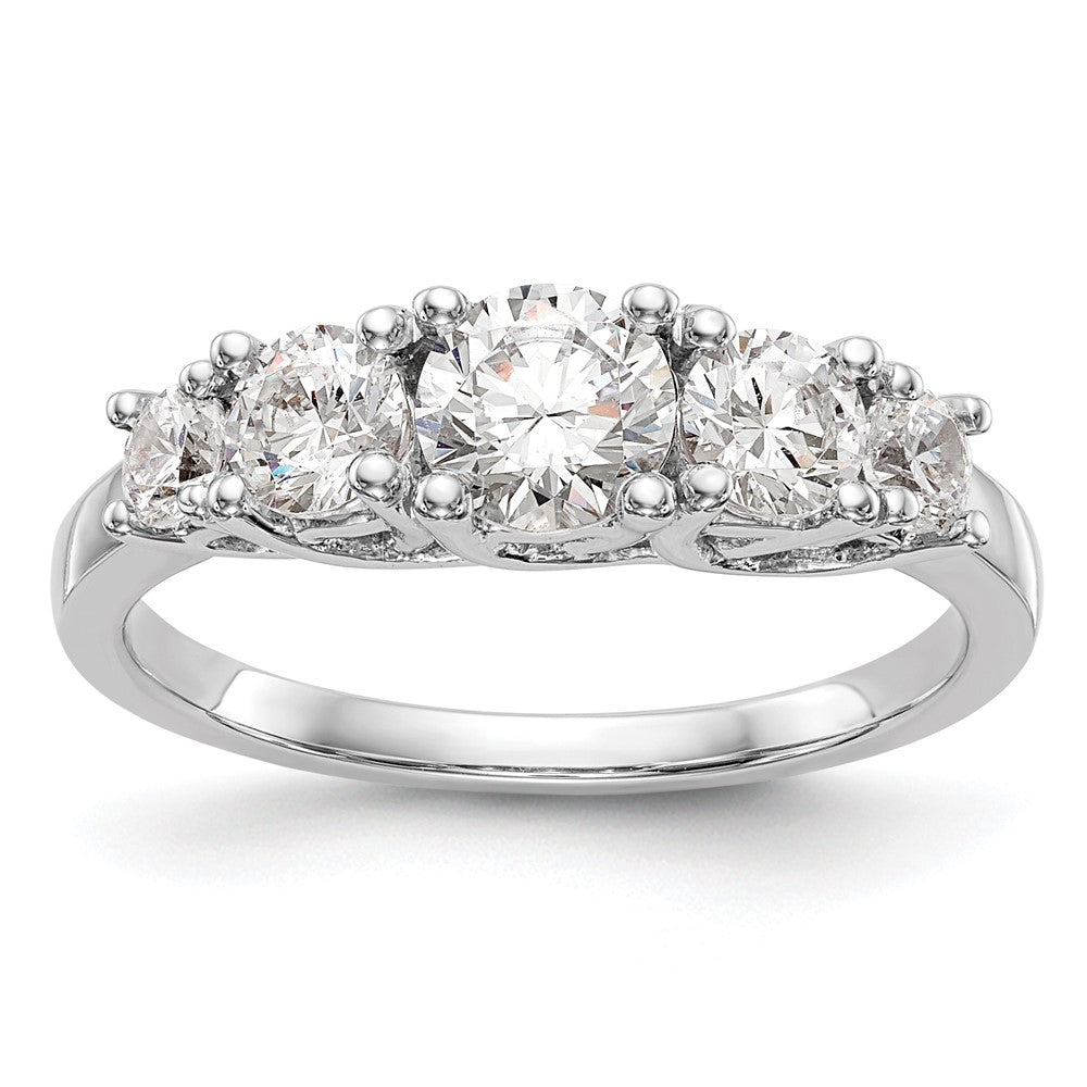 14K Weißgold Verlobungsring mit 5 simulierten Diamanten