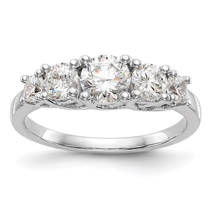 14K Weißgold Verlobungsring mit 5 simulierten Diamanten