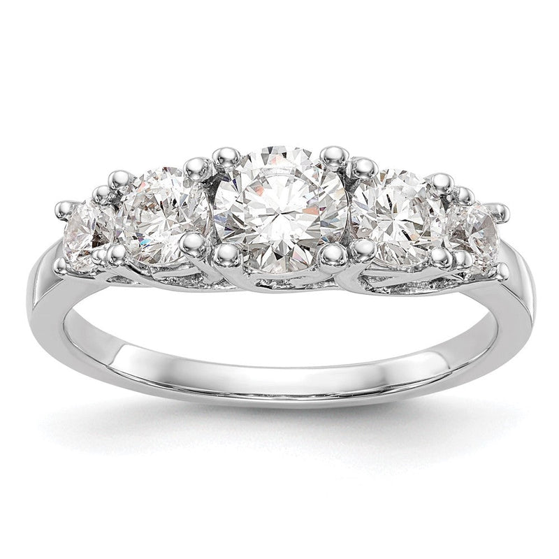 14K Weißgold Verlobungsring mit 5 simulierten Diamanten