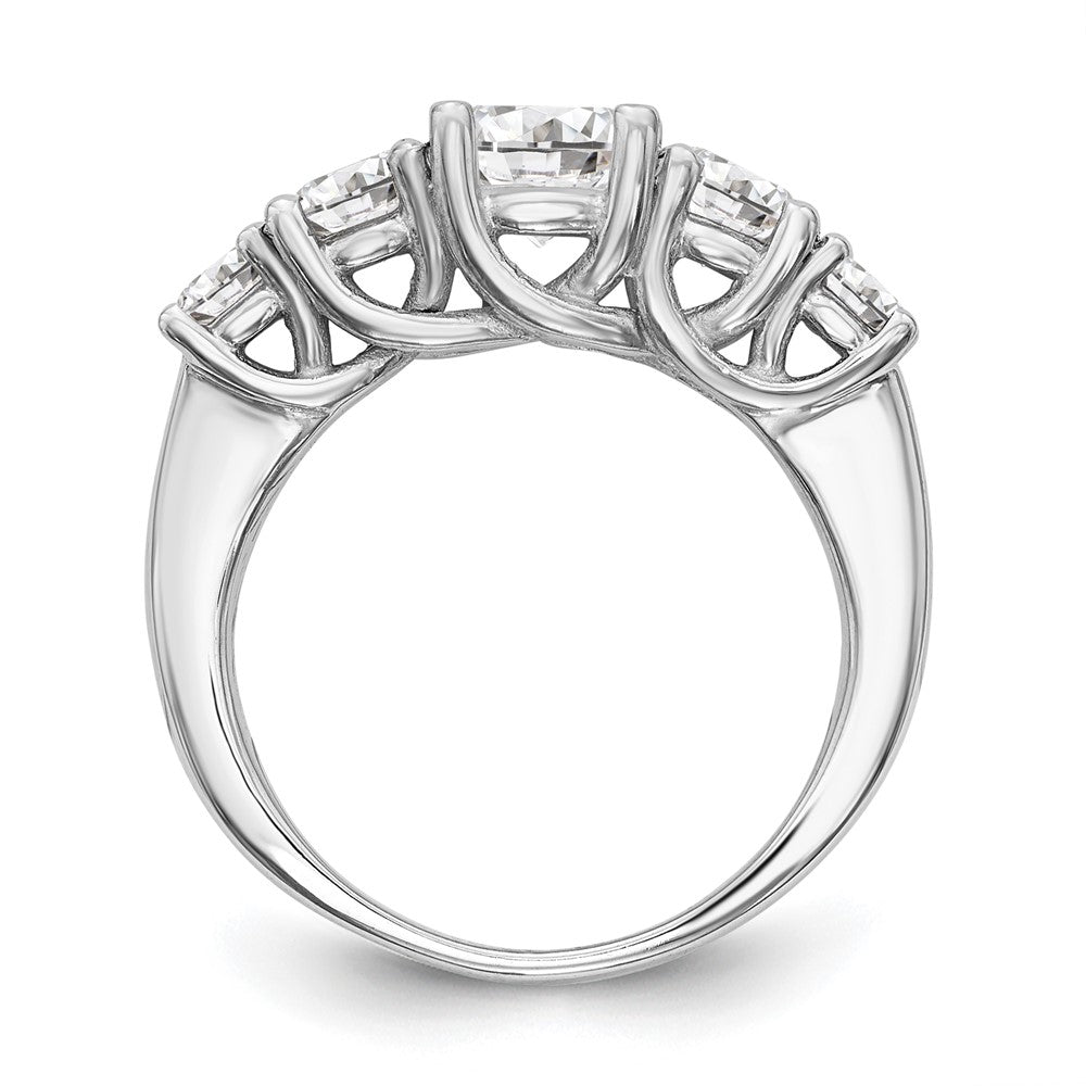 14K Weißgold Verlobungsring mit 5 simulierten Diamanten