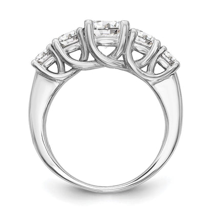14K Weißgold Verlobungsring mit 5 simulierten Diamanten