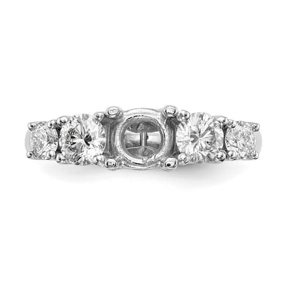 14K Weißgold Verlobungsring mit 5 simulierten Diamanten