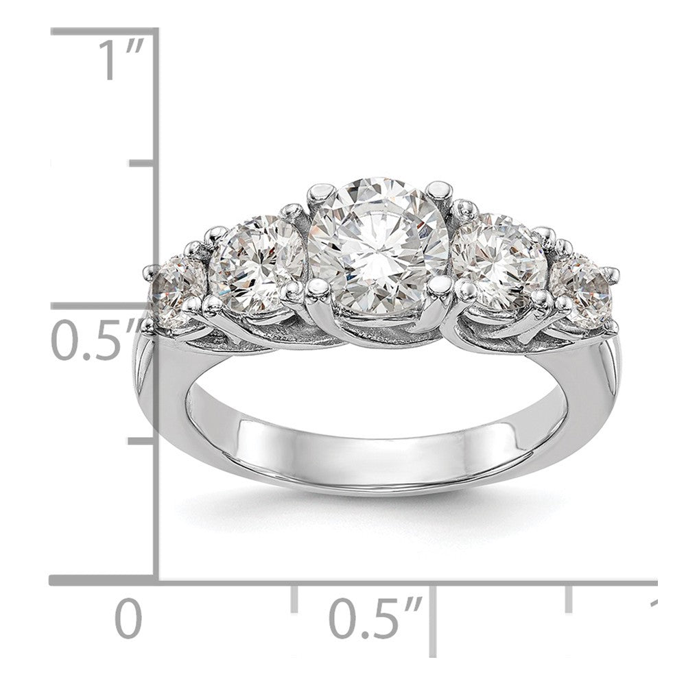 14K Weißgold Verlobungsring mit 5 simulierten Diamanten