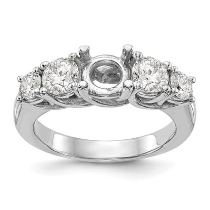 14K Weißgold Verlobungsring mit 5 simulierten Diamanten