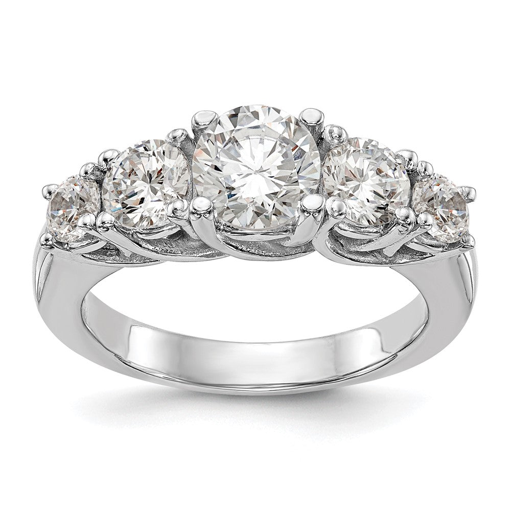 14K Weißgold Verlobungsring mit 5 simulierten Diamanten