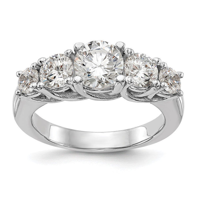 14K Weißgold Verlobungsring mit 5 simulierten Diamanten