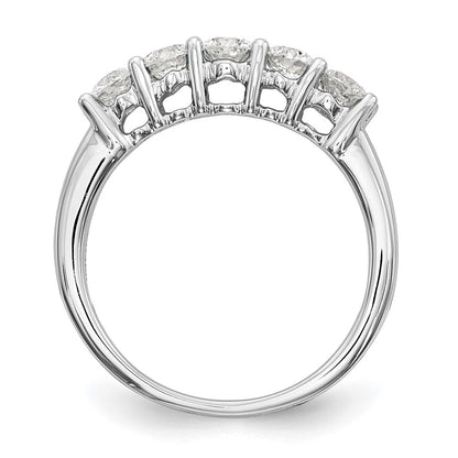 14K Weißgold 5 Stein 7/8 Karat Diamant Komplett Ehering