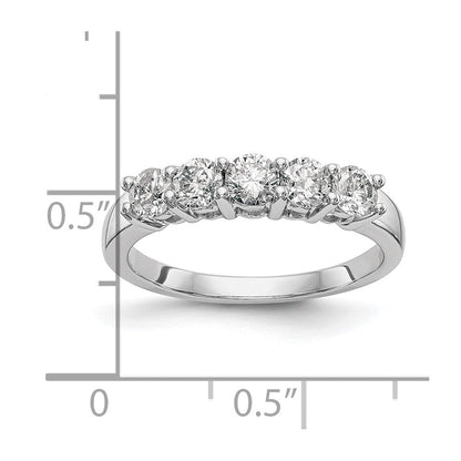 14K Weißgold 5 Stein 7/8 Karat Diamant Komplett Ehering