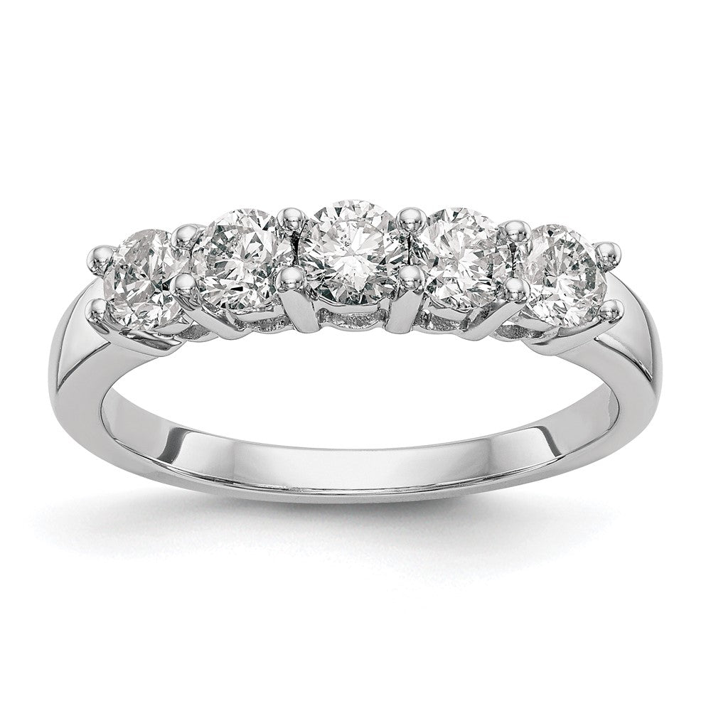 14K Weißgold 5 Stein 7/8 Karat Diamant Komplett Ehering