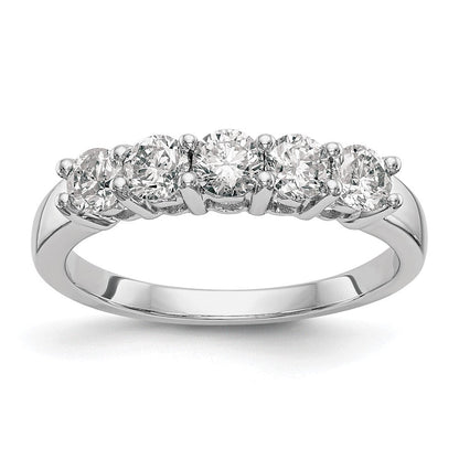 14K Weißgold 5 Stein 7/8 Karat Diamant Komplett Ehering