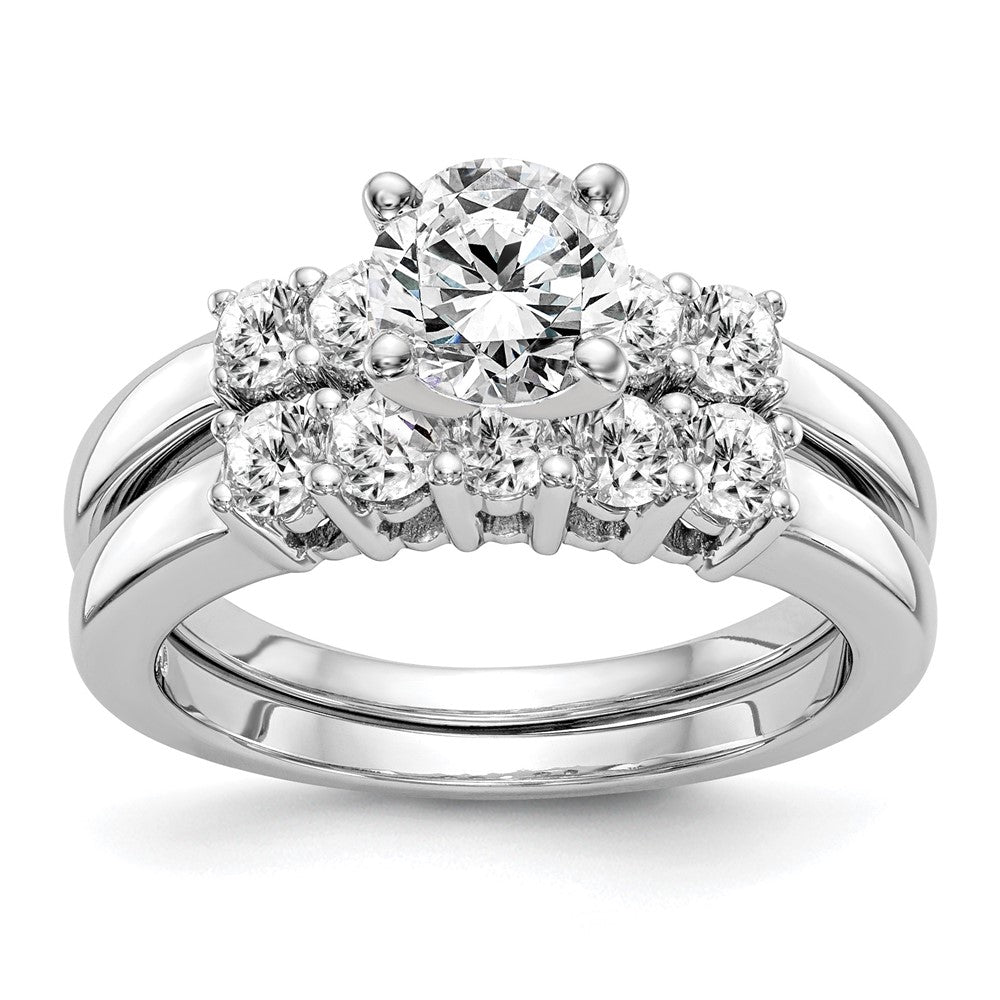 14K Weißgold Verlobungsring mit 5 Diamanten in Krappenfassung