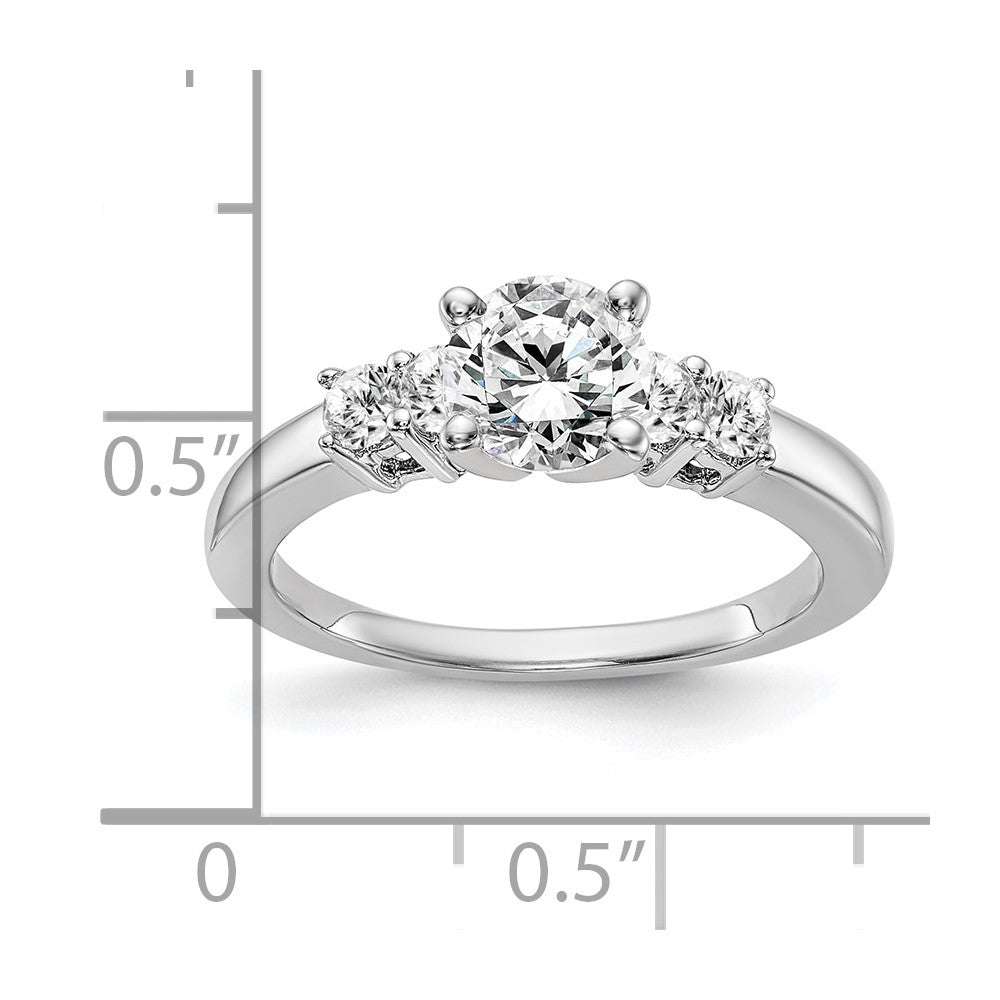 14K Weißgold Verlobungsring mit 5 Diamanten in Krappenfassung