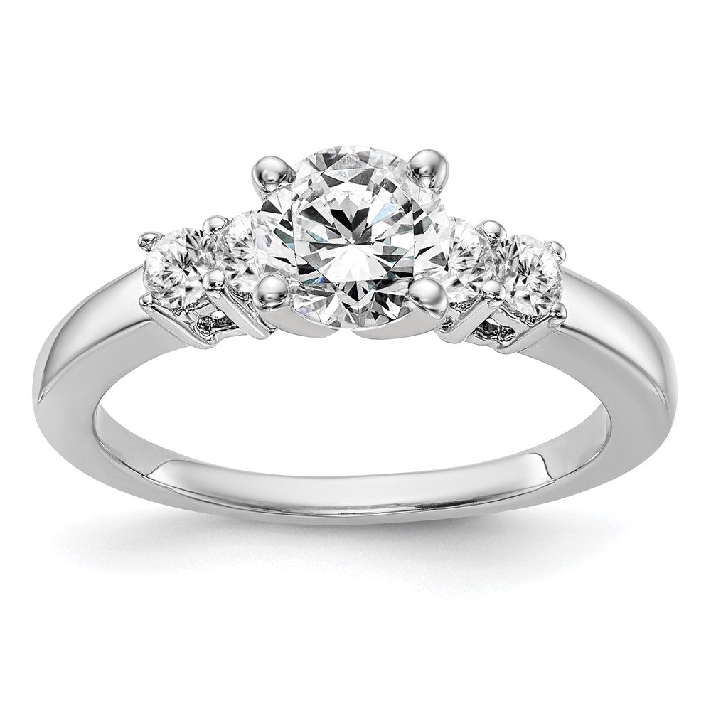 14K Weißgold Verlobungsring mit 5 Diamanten in Krappenfassung