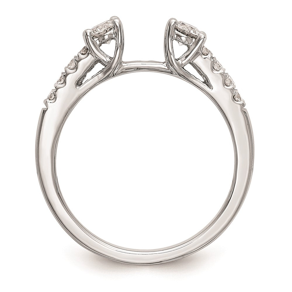 14K Weißgold 3 Stein Plus Stift Set Mittig Diamant Halbfassung Verlobungsring
