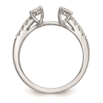 14K Weißgold 3 Stein Plus Stift Set Mittig Diamant Halbfassung Verlobungsring