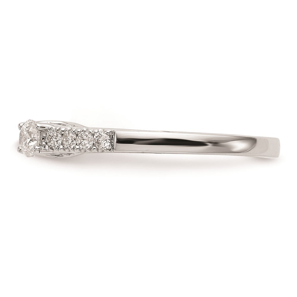 14K Weißgold 3 Stein Plus Stift Set Mittig Diamant Halbfassung Verlobungsring