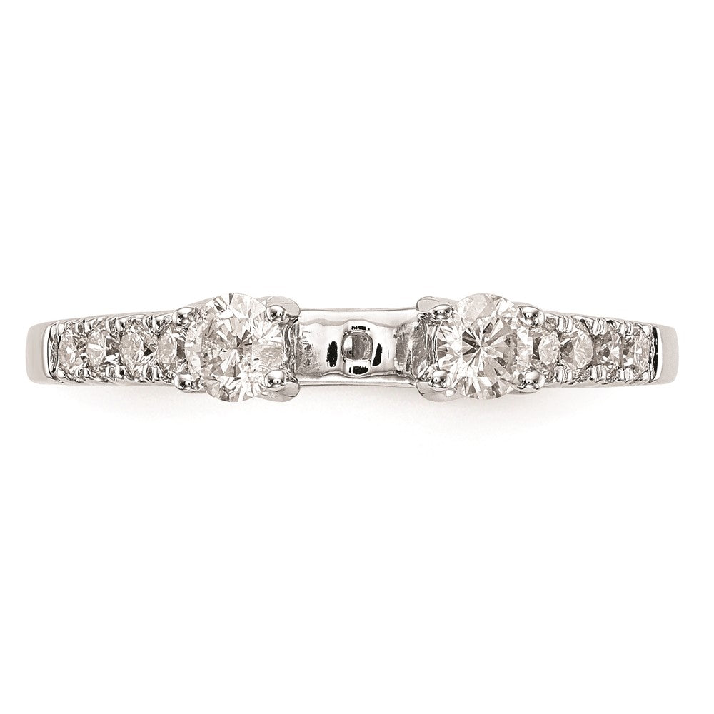 14K Weißgold 3 Stein Plus Stift Set Mittig Diamant Halbfassung Verlobungsring
