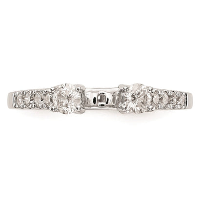 14K Weißgold 3 Stein Plus Stift Set Mittig Diamant Halbfassung Verlobungsring
