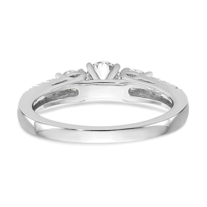 14K Weißgold 3 Stein Plus Stift Set Mittig Diamant Halbfassung Verlobungsring