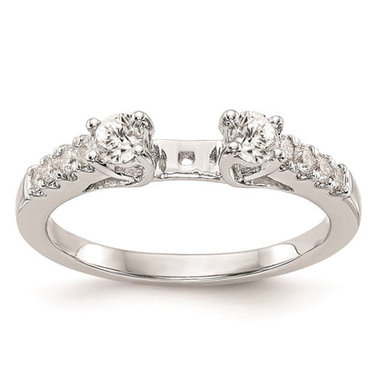 14K Weißgold 3 Stein Plus Stift Set Mittig Diamant Halbfassung Verlobungsring