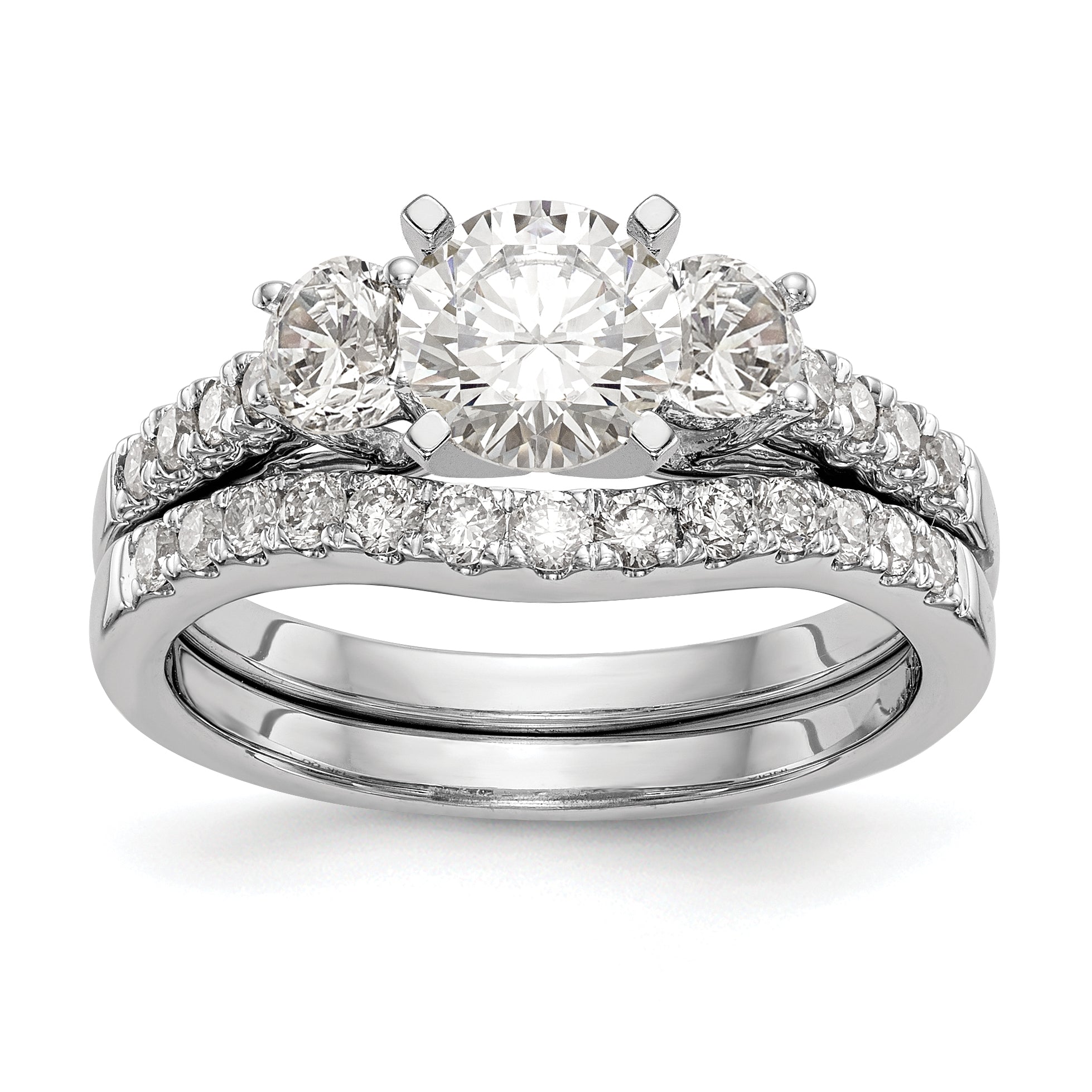 14K Weißgold 1/6 Ct. Im Labor Gezüchtet Diamant Vs/si+ G+ Stift Set Verlobungsring