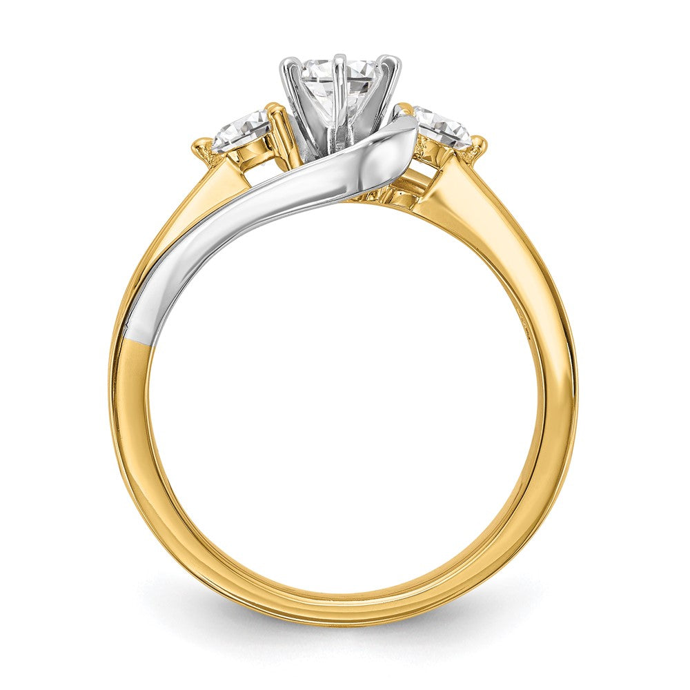14K Bicolor 5/8 Ct. Im Labor Gezüchtet Diamant Vs/si+ G+ Halbfassung Stift Set Verlobungsring