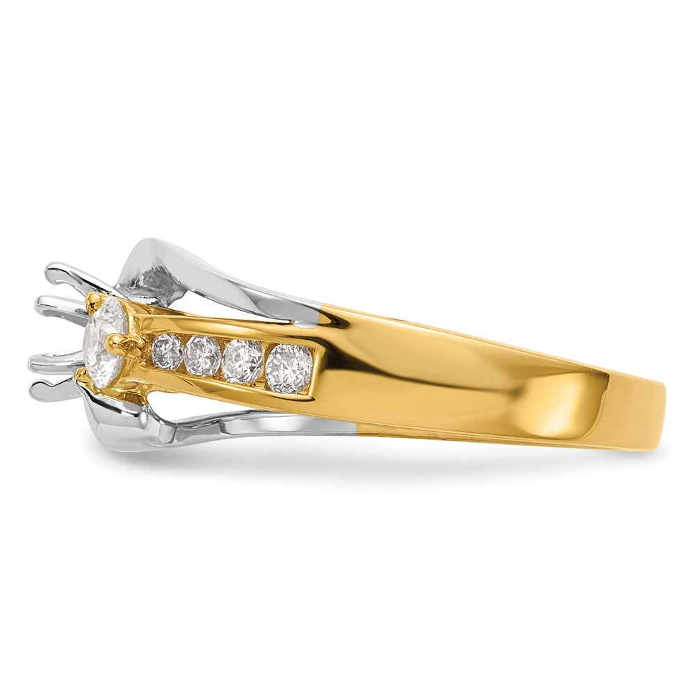 14K Bicolor 5/8 Ct. Im Labor Gezüchtet Diamant Vs/si+ G+ Halbfassung Stift Set Verlobungsring