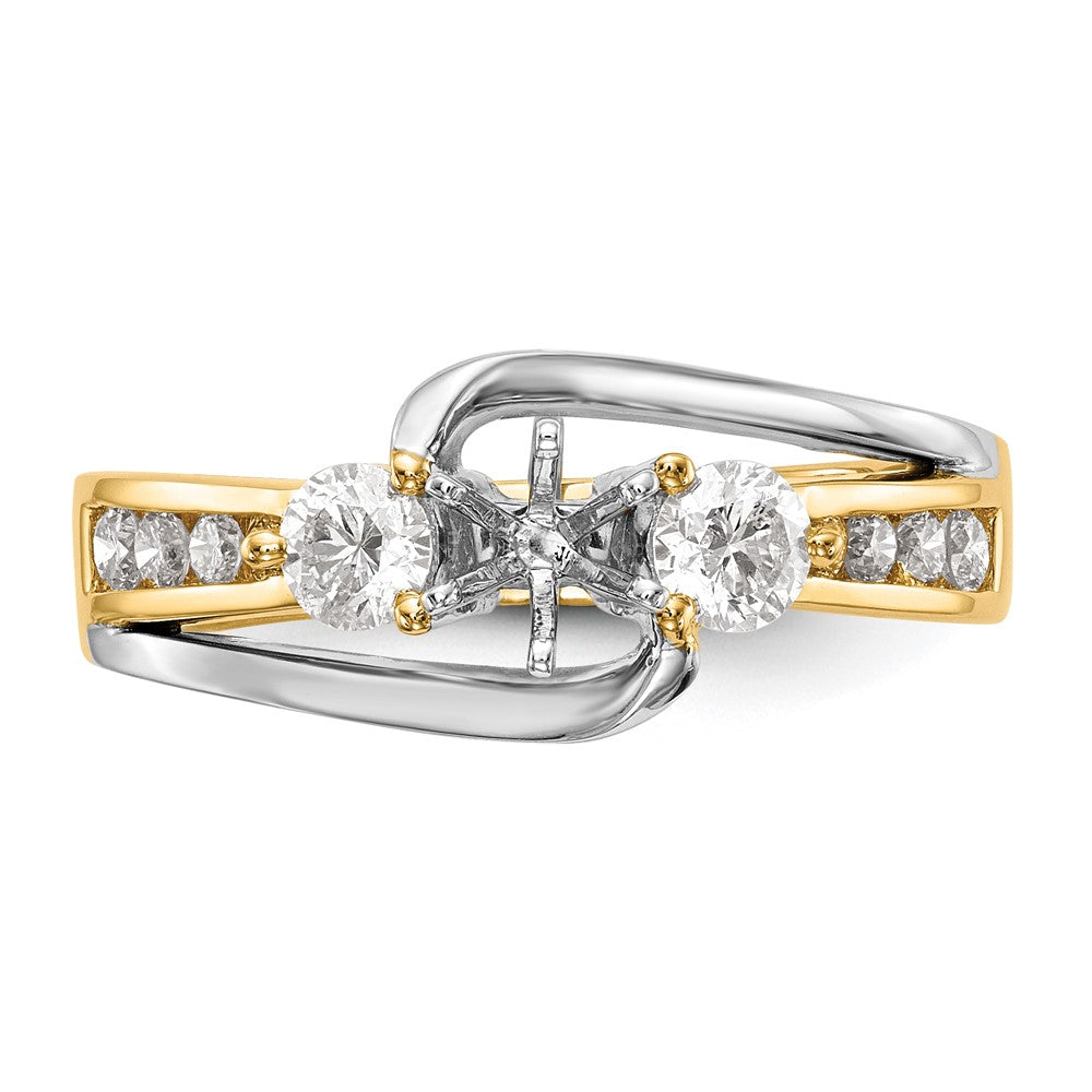 14K Bicolor 5/8 Ct. Im Labor Gezüchtet Diamant Vs/si+ G+ Halbfassung Stift Set Verlobungsring