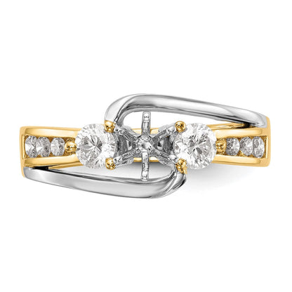14K Bicolor 5/8 Ct. Im Labor Gezüchtet Diamant Vs/si+ G+ Halbfassung Stift Set Verlobungsring