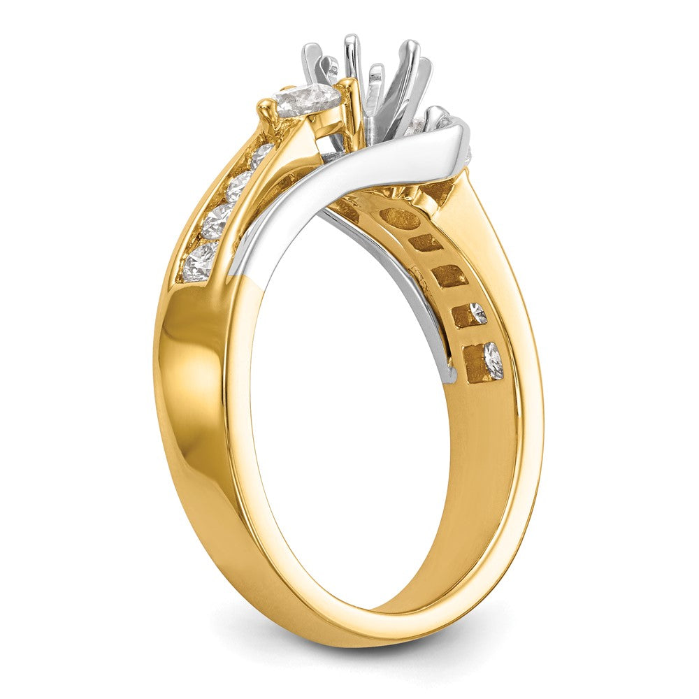 14K Bicolor 5/8 Ct. Im Labor Gezüchtet Diamant Vs/si+ G+ Halbfassung Stift Set Verlobungsring
