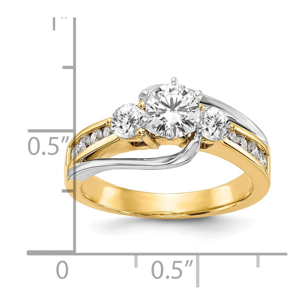 14K Bicolor 5/8 Ct. Im Labor Gezüchtet Diamant Vs/si+ G+ Halbfassung Stift Set Verlobungsring