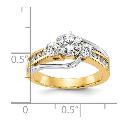 14K Bicolor 5/8 Ct. Im Labor Gezüchtet Diamant Vs/si+ G+ Halbfassung Stift Set Verlobungsring
