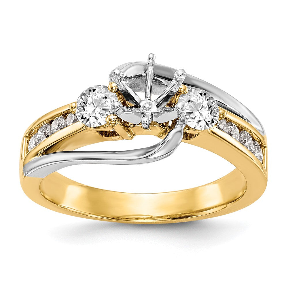 14K Bicolor 5/8 Ct. Im Labor Gezüchtet Diamant Vs/si+ G+ Halbfassung Stift Set Verlobungsring