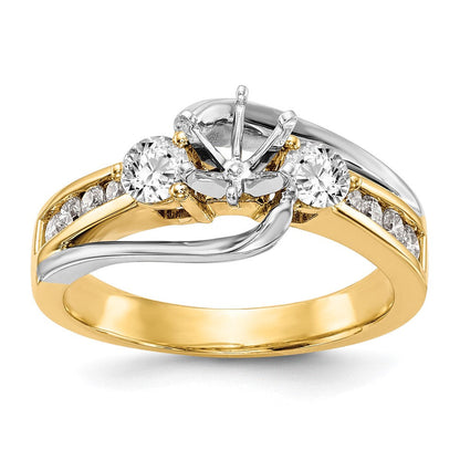 14K Bicolor 5/8 Ct. Im Labor Gezüchtet Diamant Vs/si+ G+ Halbfassung Stift Set Verlobungsring
