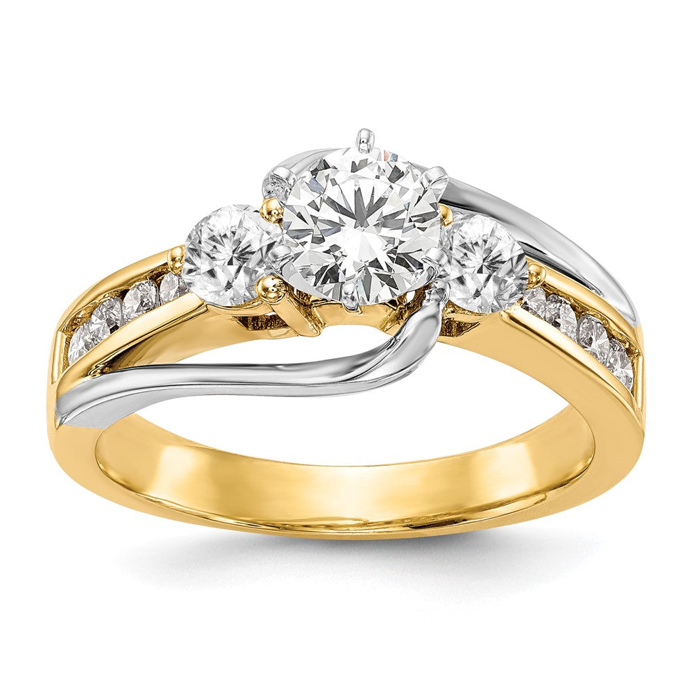 14K Bicolor 5/8 Ct. Im Labor Gezüchtet Diamant Vs/si+ G+ Halbfassung Stift Set Verlobungsring