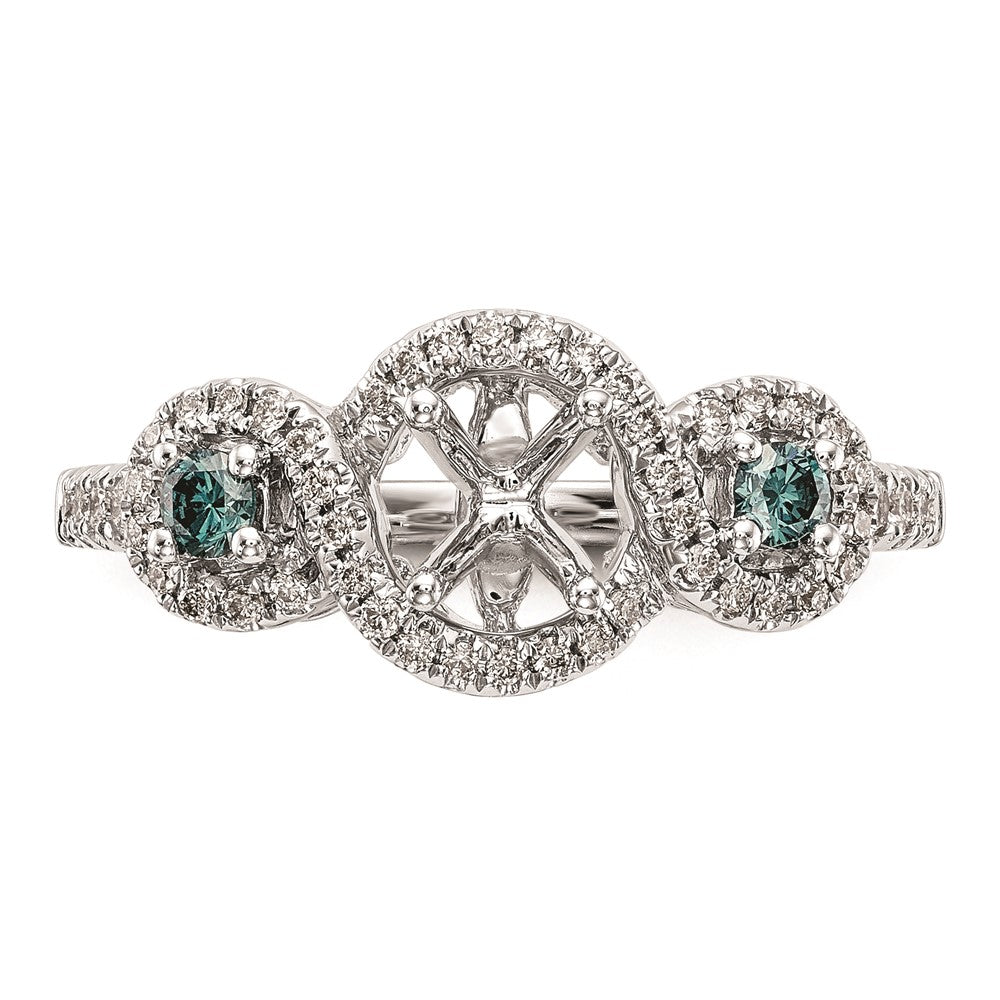 14K Weißgold Verlobungsring mit blauen und weißen simulierten Diamanten