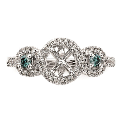 14K Weißgold Verlobungsring mit blauen und weißen simulierten Diamanten