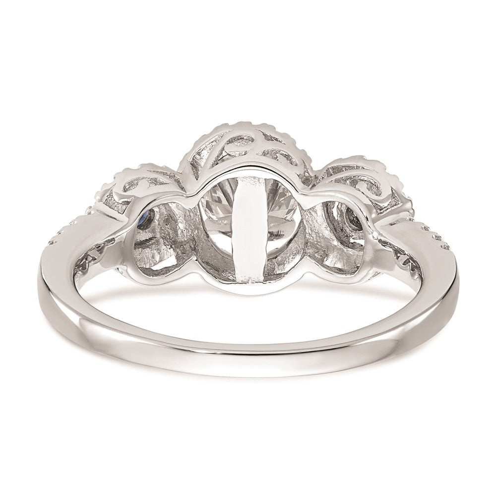 14K Weißgold Verlobungsring mit blauen und weißen simulierten Diamanten