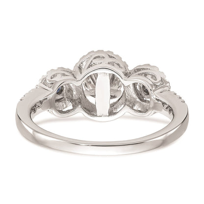 14K Weißgold Verlobungsring mit blauen und weißen simulierten Diamanten