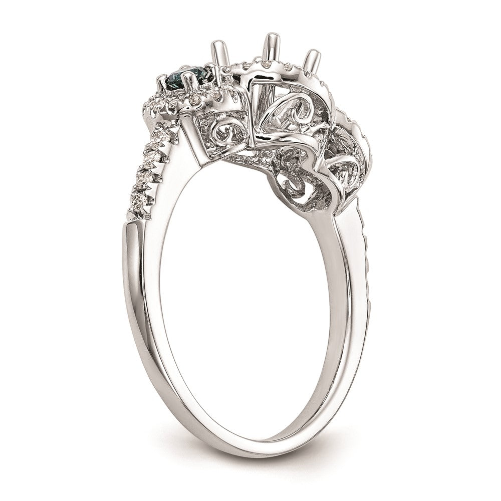 14K Weißgold Verlobungsring mit blauen und weißen simulierten Diamanten