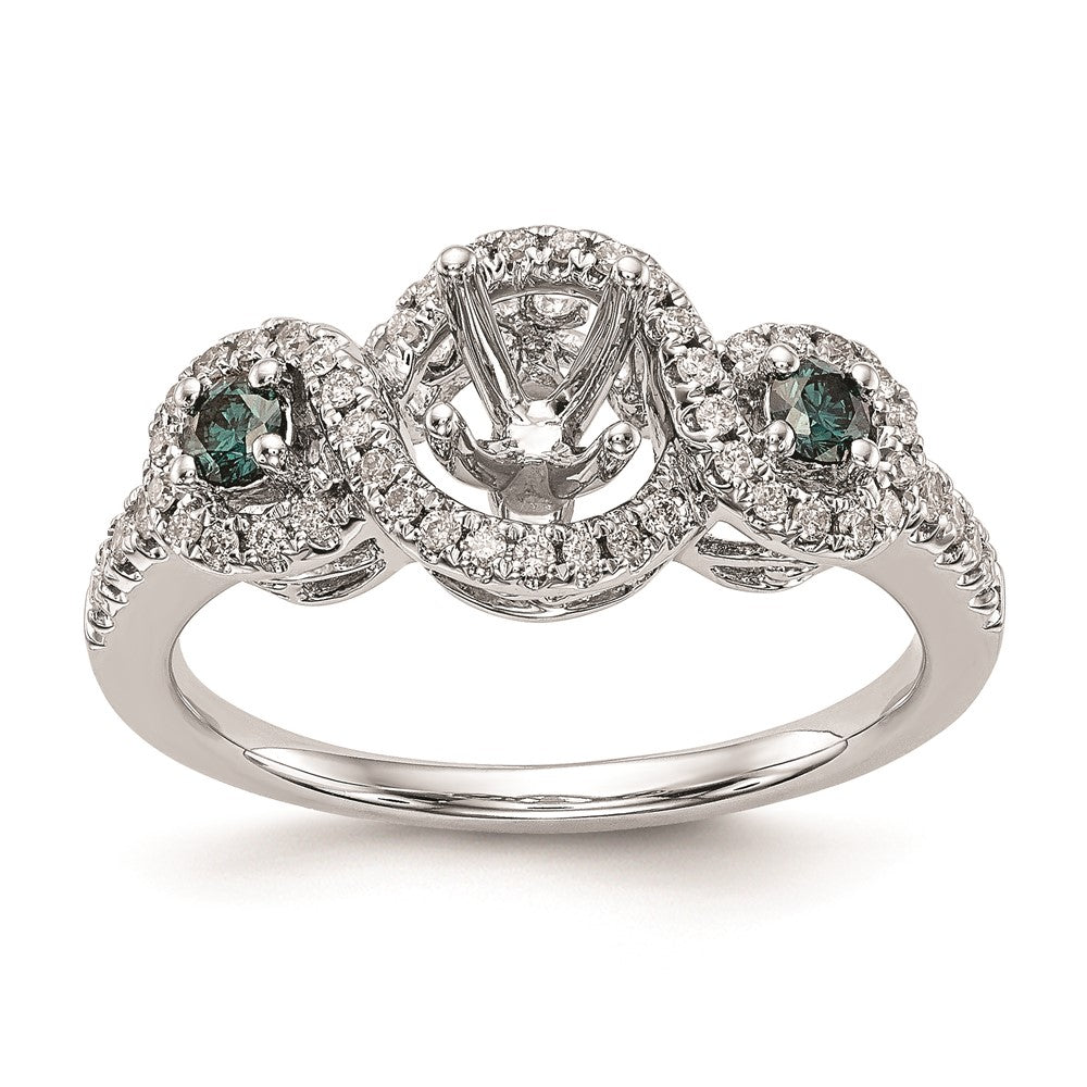 14K Weißgold Verlobungsring mit blauen und weißen simulierten Diamanten