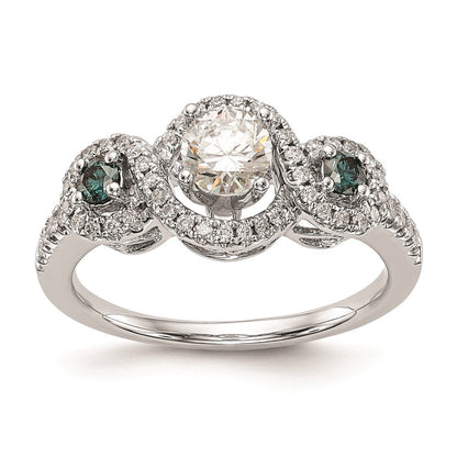 14K Weißgold Verlobungsring mit blauen und weißen simulierten Diamanten