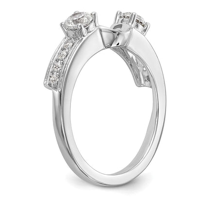 14K Weißgold Diamant-Wickelring, echt