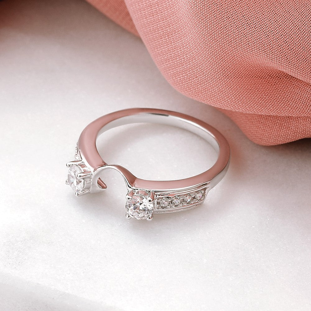 14K Weißgold Diamant-Wickelring, echt