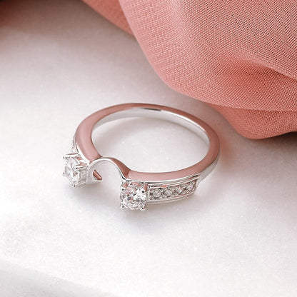 14K Weißgold Diamant-Wickelring, echt